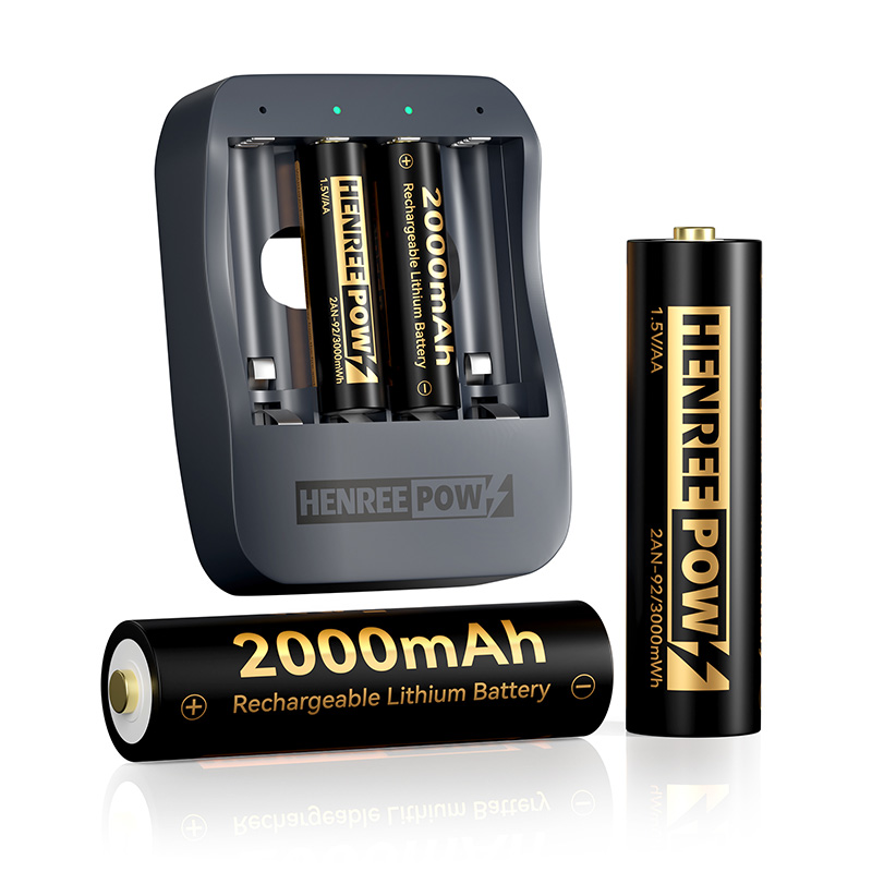 Henreepow AA 2000mAh 1.5V Litiumbatterier med hög kapacitet