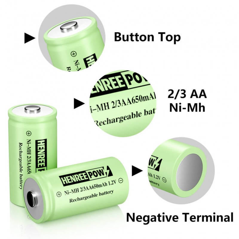 Henreepow Ni-MH 2/3 AA uppladdningsbara batterier